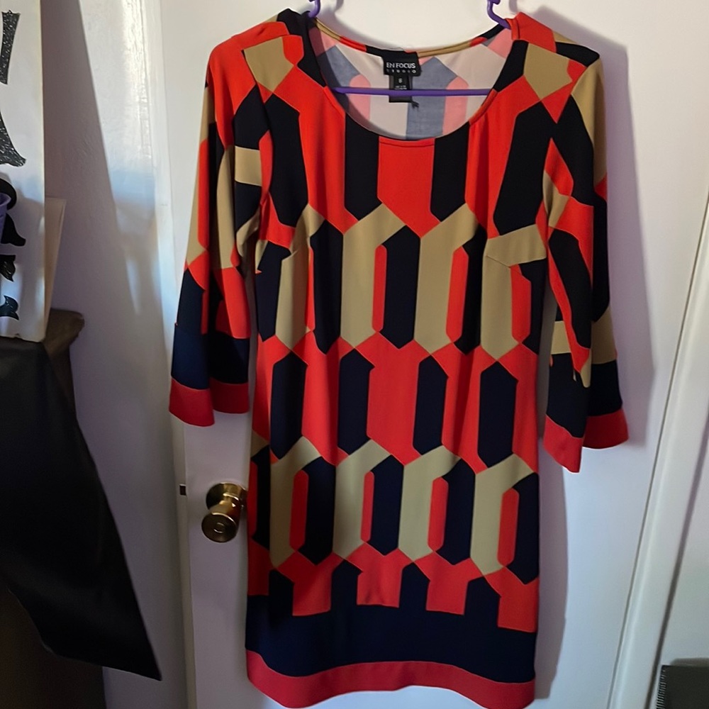 Cute 60’s style dress very soft & cool material by En Focus Studio, size 8.